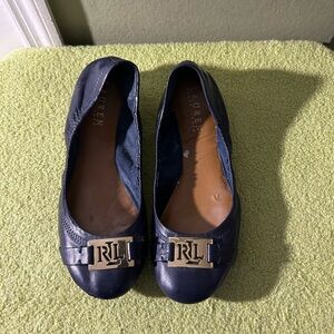 Lauren Ralph Lauren Dark Blue Flats with Gold Accent